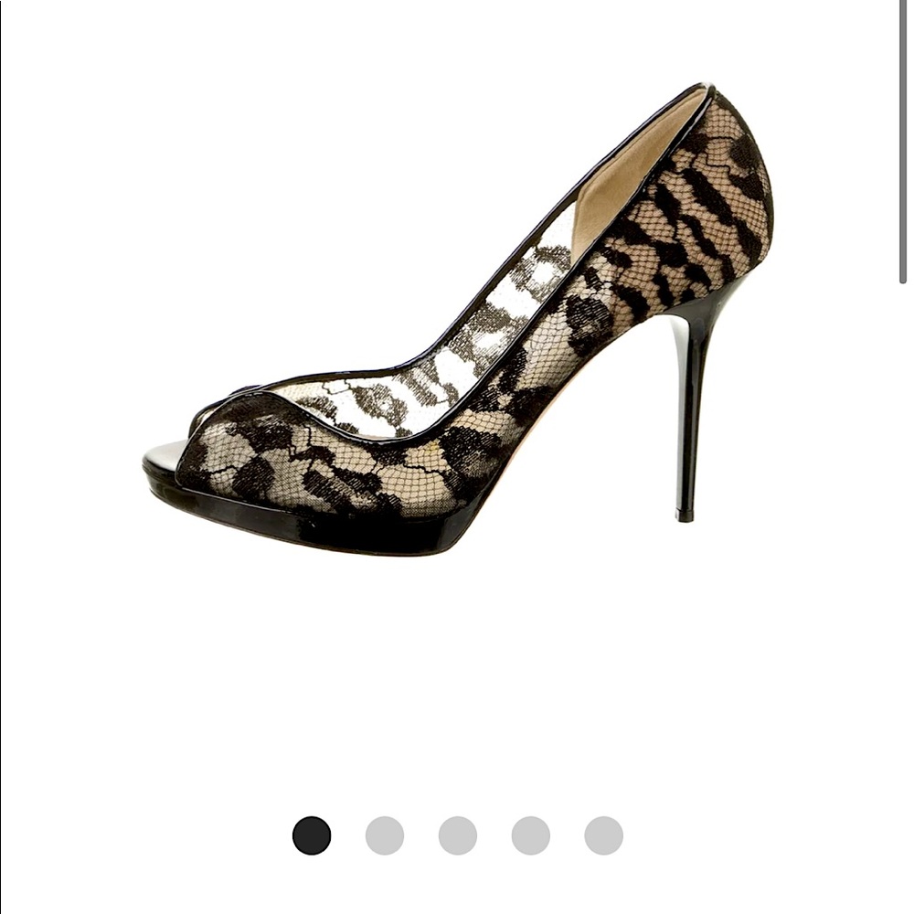 Jimmy Choo black lace peep toe 37 heels. Currently $165 on the RealReal!